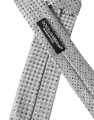Dolce & Gabbana Light Gray Polka Dot Silk Adjustable Men Tie - Neckties
