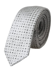 Dolce & Gabbana Light Gray Polka Dot Silk Adjustable Men Tie - Neckties