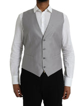 Dolce & Gabbana Light Gray Wool Formal Dress Waistcoat Vest - IT52 | XL - Vests