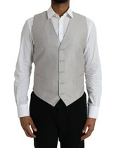 Dolce & Gabbana Light Gray Wool Formal Dress Waistcoat Vest - Vests