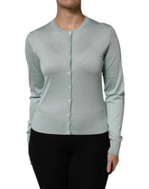 Dolce & Gabbana Light Green Silk Button Down Cardigan Sweater - Cardigans