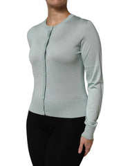 Dolce & Gabbana Light Green Silk Button Down Cardigan Sweater - Cardigans