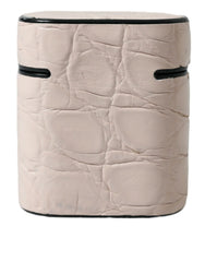 Dolce & Gabbana Light Pink Calf Leather Metal Logo Plaque Airpods Case - Headphone Carrying Cases
