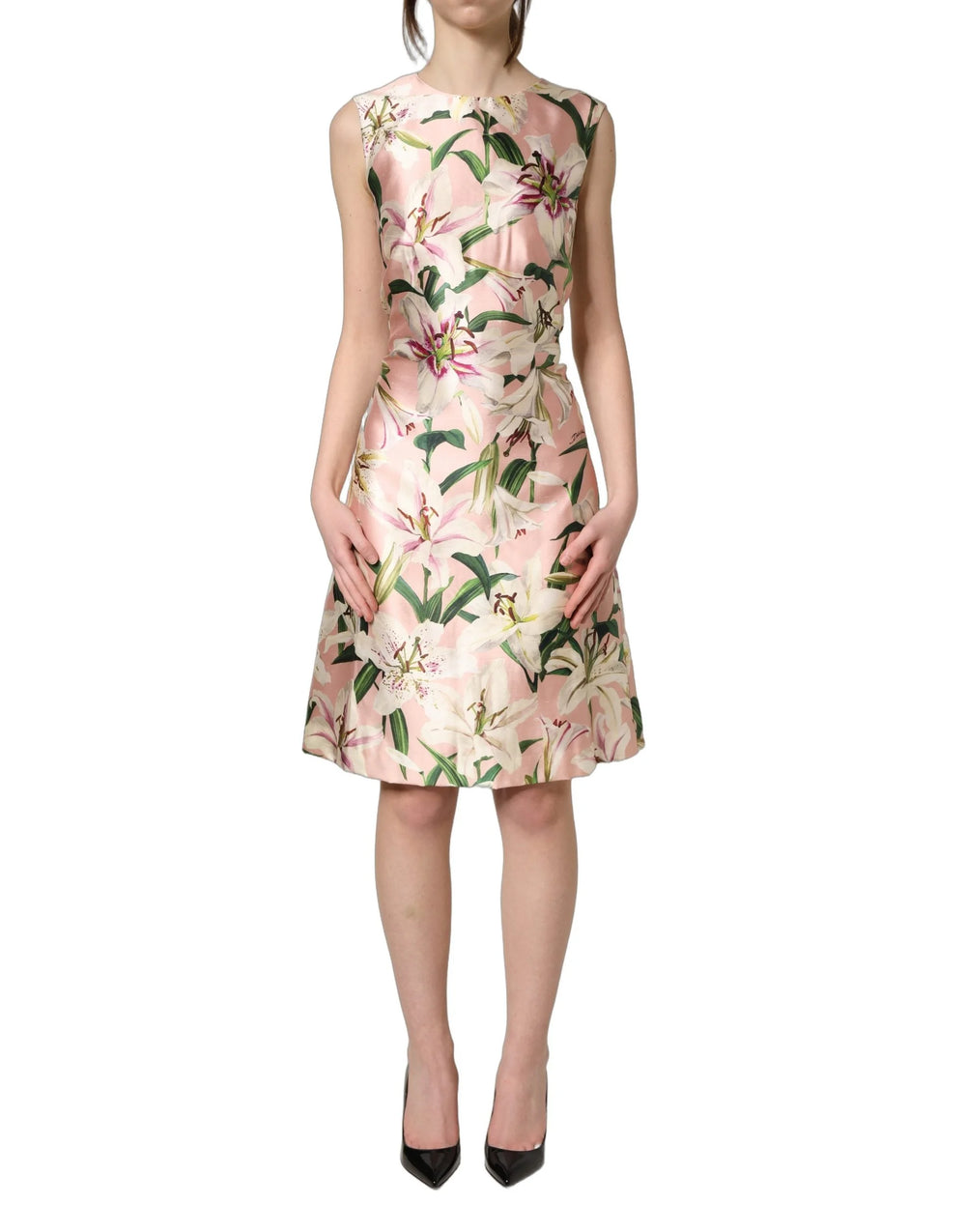 Dolce & Gabbana Light Pink LilyPrint Sleeveless Sheath Dress - IT38 | XS