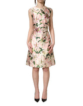 Dolce & Gabbana Világos rózsaszín liliom mintás, ujjatlan, szabású ruha - IT38 | XS