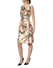 Dolce & Gabbana Light Pink LilyPrint Sleeveless Sheath Dress - IT38 | XS