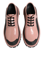 Dolce & Gabbana Light Powder Pink Black Leather Lace-Up Shoes - EU36.5/US6