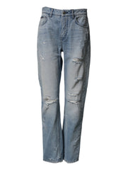 Dolce & Gabbana LightBlue Ripped Washed BOYFRIEND Denim Jeans - IT40|S