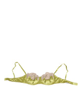 Dolce & Gabbana Lime Green Silk Satin Lace Padded Balconnet Underwear - Bras