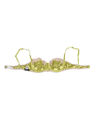 Dolce & Gabbana Lime Green Silk Satin Lace Padded Balconnet Underwear - Bras