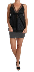 Dolce & Gabbana Lingerie Cami Black Lace Silk Stretch - Camisoles