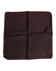 Dolce & Gabbana Maroon Black Printed Square Men Foulard Scarf - Scarves & Shawls