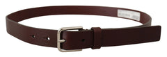 Dolce & Gabbana Maroon Calf Leather Silver Tone Metal Buckle Belt - 80 cm / 32 Inches - Belts