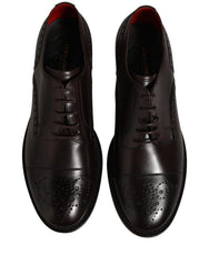 Dolce & Gabbana Maroon Calfskin Leather Derby Men Dress Shoes - EU43/US10