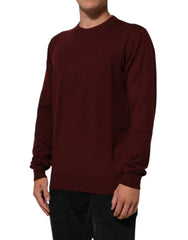 Dolce & Gabbana Maroon Cashmere Crew Neck Pullover Sweater - IT54 | XL - Sweaters