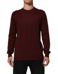 Dolce & Gabbana Maroon Cashmere Crew Neck Pullover Sweater - IT54 | XL - Sweaters