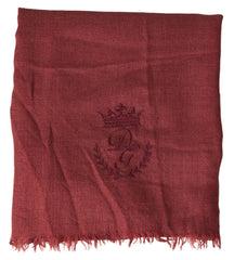 Dolce & Gabbana Maroon Cashmere Knit Wrap Shawl Fringe Scarf
