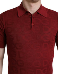 Dolce & Gabbana Maroon Collared Short Sleeve Silk T-shirt - IT48 | M - Polos