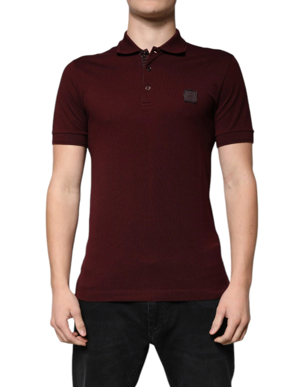 Dolce & Gabbana Maroon Collared Short Sleeves Polo T-shirt - IT44 | XS - Polos