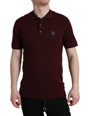 Dolce & Gabbana Maroon Collared Short Sleeves Polo T-shirt - IT46 | S - Polos