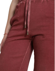 Dolce & Gabbana Maroon Cotton High Waist Sweatshorts Shorts - IT40|S - Jogger Shorts