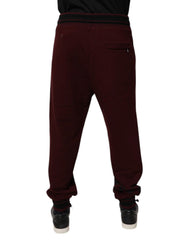 Dolce & Gabbana Maroon Cotton Men Jogger Sweatpants Pants - IT56 | XXL - Joggers