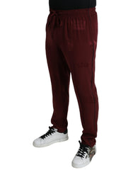 Dolce & Gabbana Maroon Crown Pattern Silk Pajama Pants - Pajamas