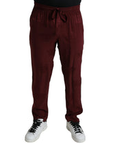 Dolce & Gabbana Maroon Crown Pattern Silk Pajama Pants - Pajamas