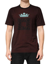 Dolce & Gabbana Maroon DG Crown Cotton Crew Neck Men T-shirt - IT48 | M