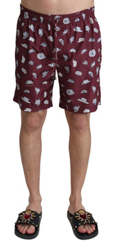 Dolce & Gabbana Maroon Hats Print Beachwear Shorts Swimwear - IT4 | S - Swim Boxers
