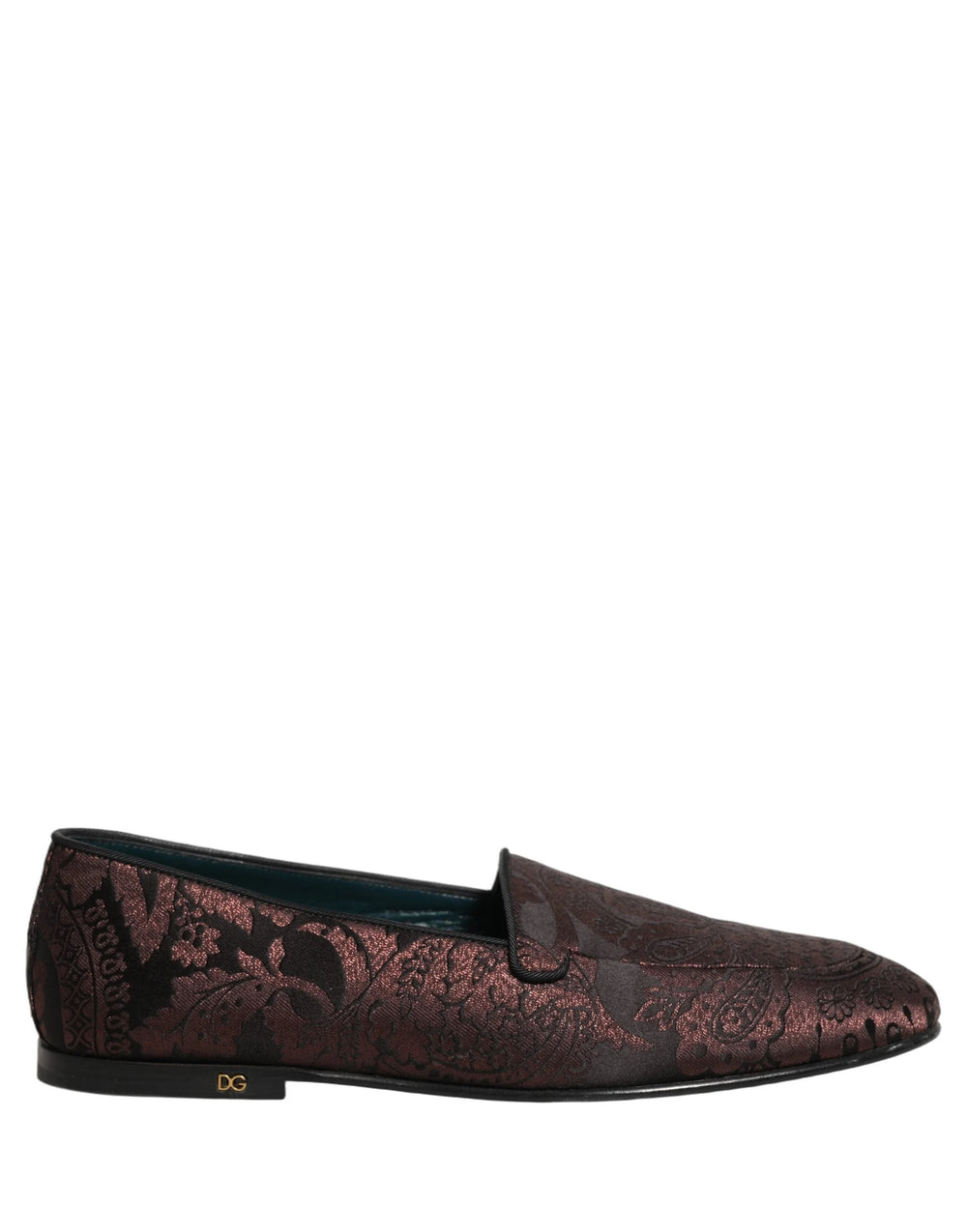 Dolce & Gabbana Maroon Jacquard Leather Slip On Loafers Shoes - EU44/US11