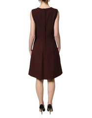 Dolce & Gabbana Maroon Lace Sleeveless Knee Length Dress - IT38 | XS