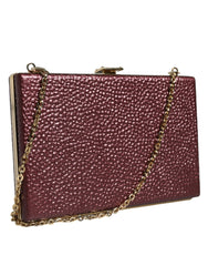 Dolce & Gabbana Maroon Leather Clutch Evening Crossbody Bag - Clutch Bags