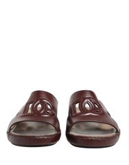 Dolce & Gabbana Maroon Leather Cutout DG Logo Sandals Shoes - EU44/US13.5