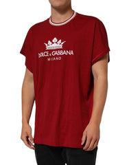 Dolce & Gabbana Maroon LogoCrown Cotton Half Sleeve T-shirt - IT56 | XXL - T-Shirts