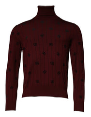 Dolce & Gabbana Maroon Monogram Turtleneck Pullover Sweater - IT48 | M - Sweaters