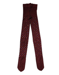 Dolce & Gabbana Maroon Nylon Crystal Embellished Pantyhose Tights - Hosiery