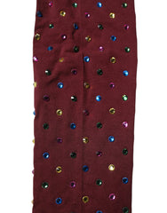 Dolce & Gabbana Maroon Nylon Crystal Embellished Pantyhose Tights - Hosiery