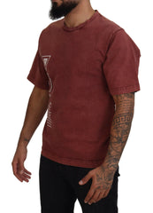 Dolce & Gabbana Maroon Print Round Neck Short Sleeves T-shirt - IT46 | S - T-Shirts