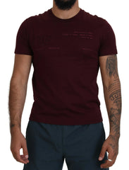Dolce & Gabbana Maroon Printed Short Sleeves Men T-shirt - IT42 | XL - T-Shirts