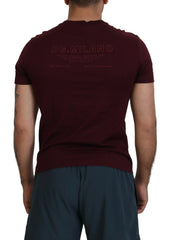 Dolce & Gabbana Maroon Printed Short Sleeves Men T-shirt - IT42 | XL - T-Shirts