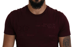 Dolce & Gabbana Maroon Printed Short Sleeves Men T-shirt - IT42 | XL - T-Shirts