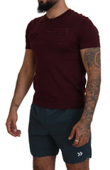 Dolce & Gabbana Maroon Printed Short Sleeves Men T-shirt - IT42 | XL - T-Shirts