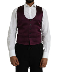 Dolce & Gabbana Maroon Satin Silk Waistcoat Dress Formal Vest - IT46 | S - Vests