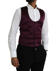 Dolce & Gabbana Maroon Satin Silk Waistcoat Dress Formal Vest - IT46 | S - Vests