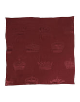 Dolce & Gabbana Maroon Silk Crown Square Men Foulard Scarf - Scarves & Shawls