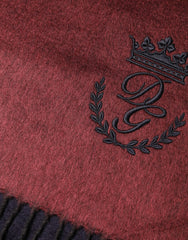 Dolce & Gabbana Maroon Silk Neck Wrap Shawl Fringes Scarf