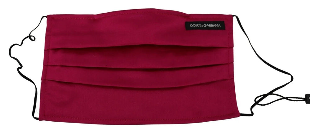 Dolce & Gabbana Maroon Silk Pleated Elastic Ear Strap One Size Face Mask - Fashion Face Masks