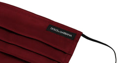 Dolce & Gabbana Maroon Silk Pleated Elastic Ear Strap One Size Face Mask - Fashion Face Masks