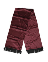 Dolce & Gabbana Maroon Silk Satin Fringes Neck Foulard Scarf